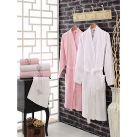 Cotton Box Pembe Beyaz Aile Bornoz Seti