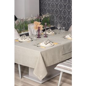 Cotton Box Pera Keten Toprak 175x240 cm Masa Örtüsü Takımı