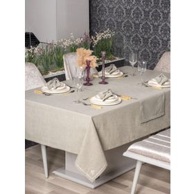 Cotton Box Pera Keten Toprak 175x240 cm Masa Örtüsü Takımı