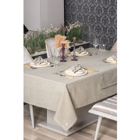 Cotton Box Pera Keten Toprak 175x240 cm Masa Örtüsü Takımı