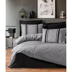 Cotton Box Plain Bihter Siyah Gri Çift Kişilik Nevresim Takımı