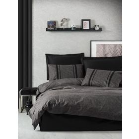 Cotton Box Plain Bitter Antrasit Siyah Çift Kişilik Nevresim Takım