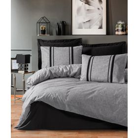 Cotton Box Plain Bitter Gri Siyah Çift Kişilik Nevresim Takım