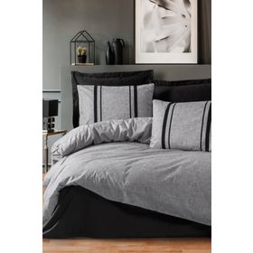 Cotton Box Plain Bitter Gri Siyah Çift Kişilik Nevresim Takım