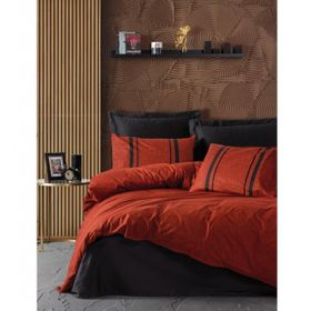 Cotton Box Plain Bitter Kiremit Siyah Çift Kişilik Nevresim Takım