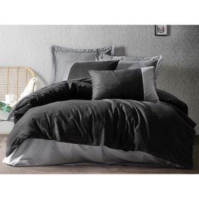 Cotton Box Plain Çift Kişilik Gri Siyah Nevresim Takımı