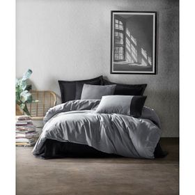 Cotton Box Plain Çift Kişilik Gri Siyah Nevresim Takımı