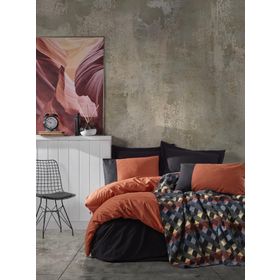 Cotton Box Plain Kiremit Siyah Çift Kişilik Nevresim Takımı