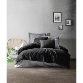 Cotton Box Plain Kiremit Siyah Çift Kişilik Nevresim Takımı