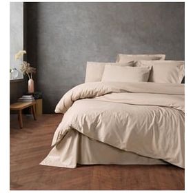 Cotton Box Plain Line Nakışlı Ranforce Bej Çift Kişilik Nevresim Takımı