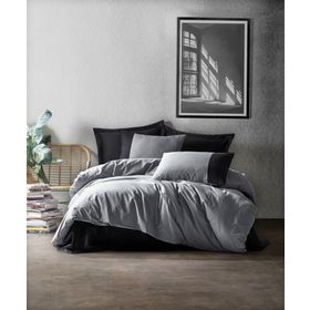 Cotton Box Plain Line Siyah-Gri Tek Kişilik Nevresim Takımı