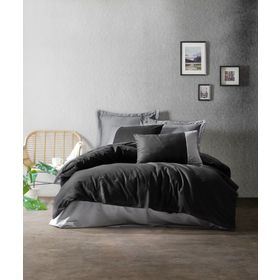 Cotton Box Plain Line Siyah-Gri Tek Kişilik Nevresim Takımı
