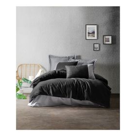 Cotton Box Plain Line Siyah-Gri Tek Kişilik Nevresim Takımı