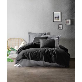 Cotton Box Plain Line Siyah-Gri Tek Kişilik Nevresim Takımı