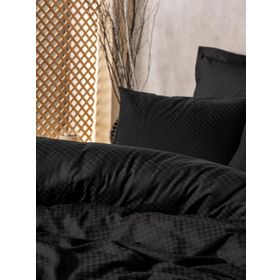 Cotton Box Plain Plaid Siyah Çift Kişilik Nevresim Takımı