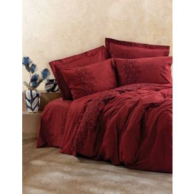 Cotton Box Plain Scooty Bordo Çift Kişilik Nevresim Takımı