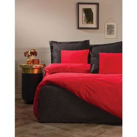 Cotton Box Plain Tek Kişilik Kırmızı Siyah Nevresim Takımı