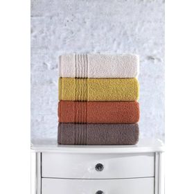 Cotton Box Plump Mercan Sarı Kahve Bej 50x90 cm 4'lü Havlu Seti