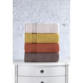 Cotton Box Plump Mercan Sarı Kahve Bej 50x90 cm 4'lü Havlu Seti