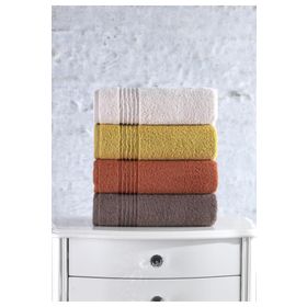Cotton Box Plump Mercan Sarı Kahve Bej 50x90 cm 4'lü Havlu Seti