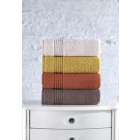 Cotton Box Plump Mercan Sarı Kahve Bej 50x90 cm 4'lü Havlu Seti