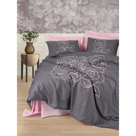 Cotton Box Primula Pembe Nakışlı Ranforce Çift Kişilik Nevresim Takımı