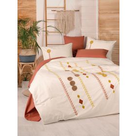 Cotton Box Puff Nakışlı Çift Kişilik Amaris Kiremit 200x220 cm Nevresim Takımı