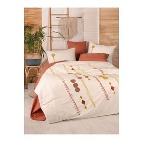 Cotton Box Puff Nakışlı Çift Kişilik Amaris Kiremit 200x220 cm Nevresim Takımı