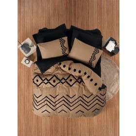 Cotton Box Puff Nakışlı Elio Bakır-Siyah Çift Kişilik Nevresim Takımı