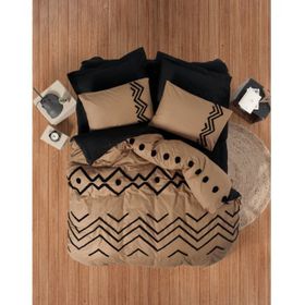 Cotton Box Puff Nakışlı Elio Bakır-Siyah Çift Kişilik Nevresim Takımı