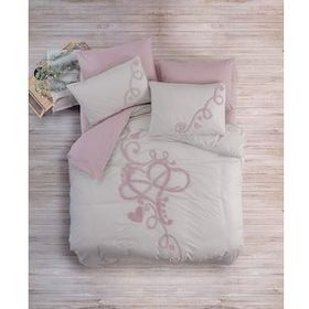 Cotton Box Ranforce Bellini Pembe 100x100 cm Puff Nakışlı Çift Kişilik Nevresim Takımı