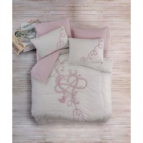 Cotton Box Ranforce Bellini Pembe 100x100 cm Puff Nakışlı Çift Kişilik Nevresim Takımı