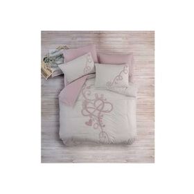 Cotton Box Ranforce Bellini Pembe 100x100 cm Puff Nakışlı Çift Kişilik Nevresim Takımı