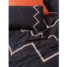 Cotton Box Ranforce Mirely Siyah Kiremit 200x220 cm Puff Nakışlı Çift Kişilik Nevresim Takımı