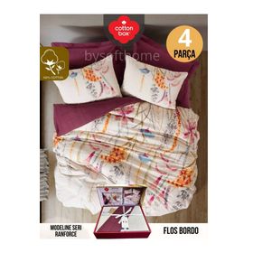 Cotton Box RNF Modeline Çift Kişilik Flos Bordo Nevresim Takımı