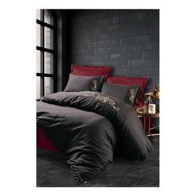 Cotton Box Sarita Brode Saten Bordo Çift Kişilik Nevresim Takımı