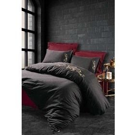 Cotton Box Sarita Brode Saten Bordo Çift Kişilik Nevresim Takımı