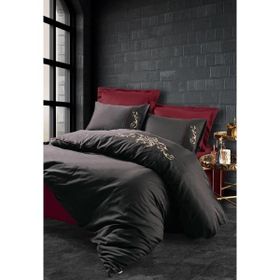 Cotton Box Sarita Brode Saten Bordo Çift Kişilik Nevresim Takımı