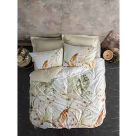 Cotton Box Saten Çift Kişilik Luster Bej 200x220 cm Nevresim Takımı