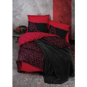 Cotton Box Shadow Bordo Çift Kişilik Battaniyeli Nevresim Takımı