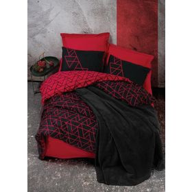 Cotton Box Shadow Bordo Çift Kişilik Battaniyeli Nevresim Takımı