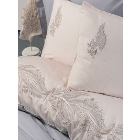 Cotton Box Sheen Gri Brode Nakışlı Çift Kişilik Saten Nevresim Takımı