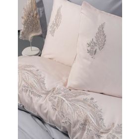 Cotton Box Sheen Gri Brode Nakışlı Çift Kişilik Saten Nevresim Takımı