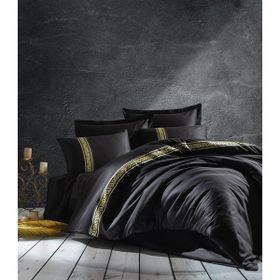 Cotton Box Siyah Çift Kişilik Saten 200 x 220 cm Nevresim Takımı