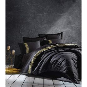 Cotton Box Siyah Çift Kişilik Saten 200 x 220 cm Nevresim Takımı