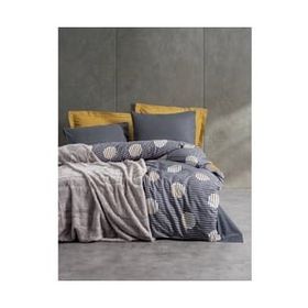Cotton Box Smooth Gri Çift Kişilik Trim Battaniyeli Nevresim Takımı