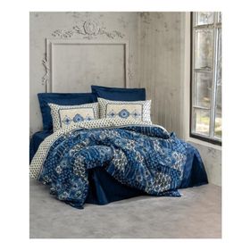 Cotton Box Stasya Lacivert Çift Kişilik Saten 200x220 cm Nevresim Takımı