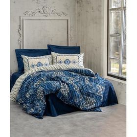 Cotton Box Stasya Lacivert Çift Kişilik Saten 200x220 cm Nevresim Takımı
