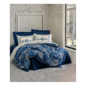 Cotton Box Stasya Lacivert Çift Kişilik Saten 200x220 cm Nevresim Takımı