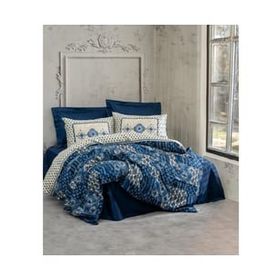 Cotton Box Stasya Lacivert Çift Kişilik Saten 200x220 cm Nevresim Takımı